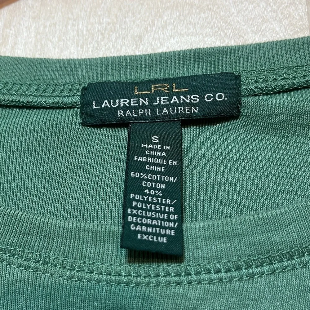 Lauren Ralph‎ Lauren Green Zip Shoulder Long Sleeve Top Size S